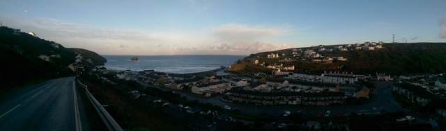 Panorama over Portreath village at sunset